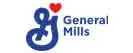 A blue and red logo for general mills.