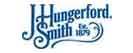 A blue and white logo of hungerford smith
