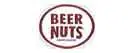 A round sticker with the words beer nuts written in red.